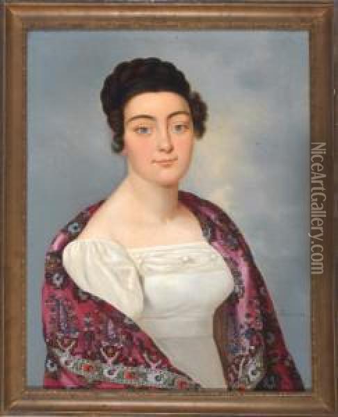 Portrait Anna Elisabetha Hoessner, Geb. Bauer Oil Painting - Joseph Nicolaus Peroux