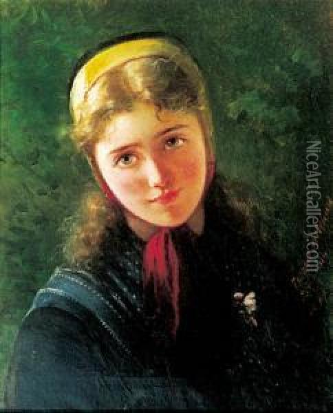 Dziewczyna W Czepku Oil Painting - Anna Maria Elisabeth Jerichau-Baumann