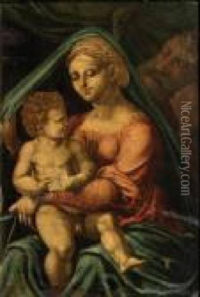 Sainte Famille Oil Painting - Giulio Romano