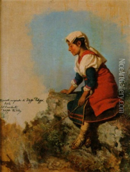 Junge Romerin In Tracht Oil Painting - Filippo Palizzi
