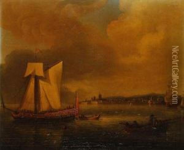 Bateau Anglais Devant Nimegue Oil Painting - Lieve Verschuier