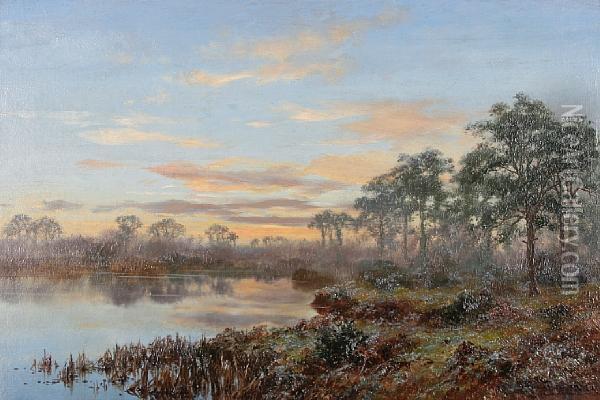 Wooded Lake Landscape Oil Painting - Walter Boodle