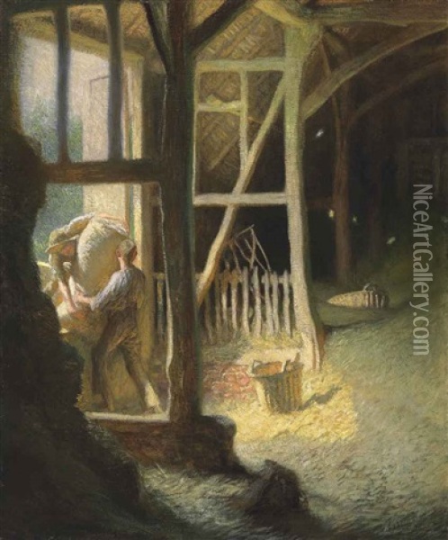 The Barn Door Oil Painting - Sir George Clausen