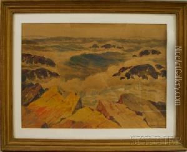 Crashing Waves. Oil Painting - Henry Orne Rider