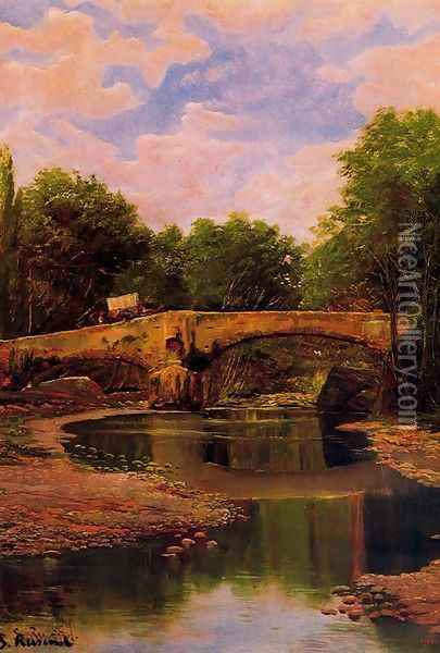 Puente sobre un río Oil Painting - Santiago Rusinol i Prats