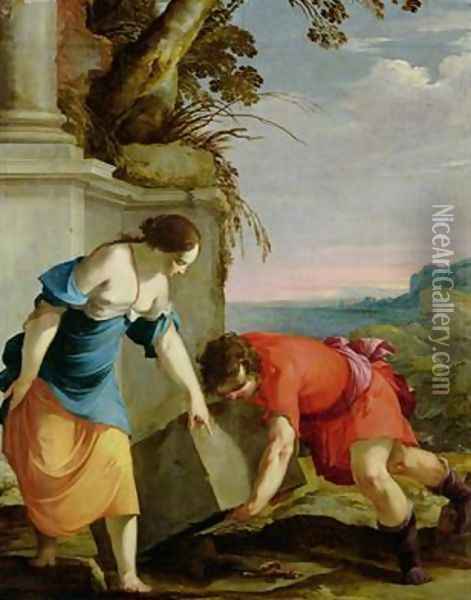 Theseus Finding his Fathers Sword Oil Painting - Laurent De La Hyre