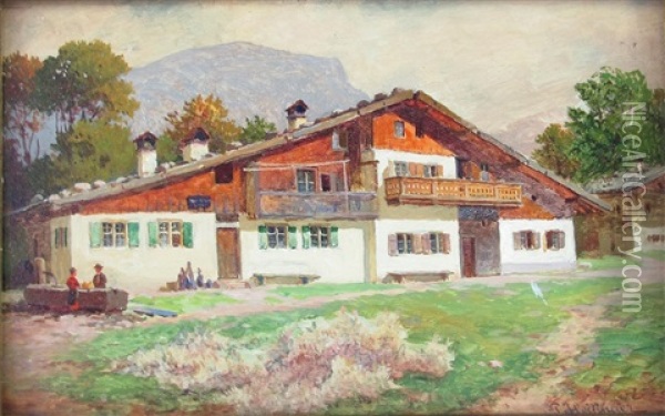Haus Bei Berchtesgaden Oberbayern Oil Painting - Paul Heitinger