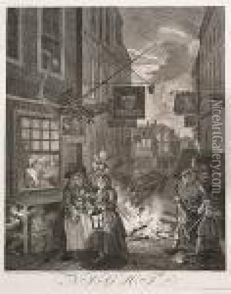 The Four Times Of The Day (paulson 146-149) Oil Painting - William Hogarth