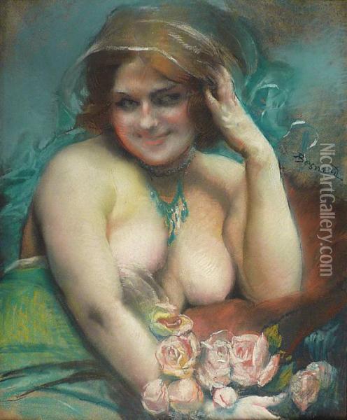 Nu Aux Roses Oil Painting - Paul Albert Besnard