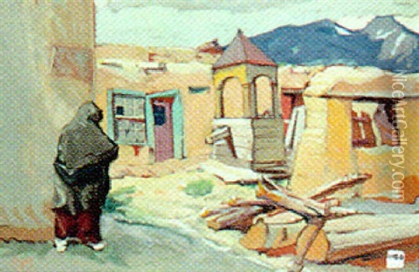 Pueblo Woman Going To The Well Oil Painting - Henry George Keller