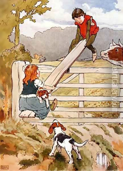 See-Saw Marjorie-Daw, illustration from 'The Beautiful Book of Nursery Rhymes, Stories and Pictures' Oil Painting - Frank Adams