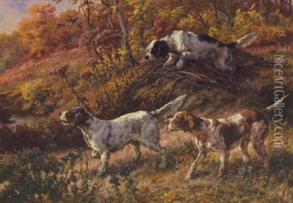 Three Setters On Point Oil Painting - Edmund Henry Osthaus