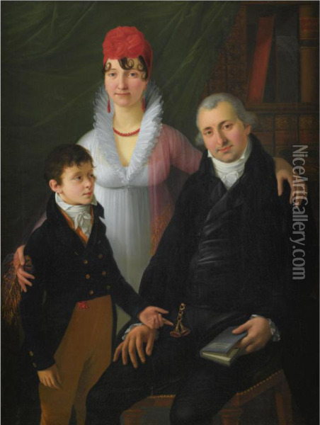 Portrait Of Avvocato Ardizzoni And His Family Oil Painting - Joseph Dorffmeister