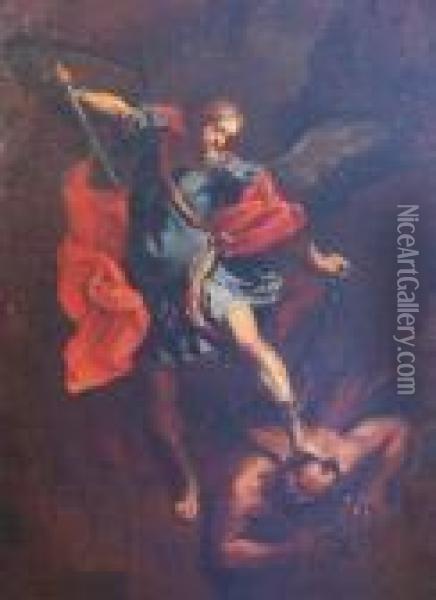 Archangel Michael With The Vanquished Devil Oil Painting - Guido Reni