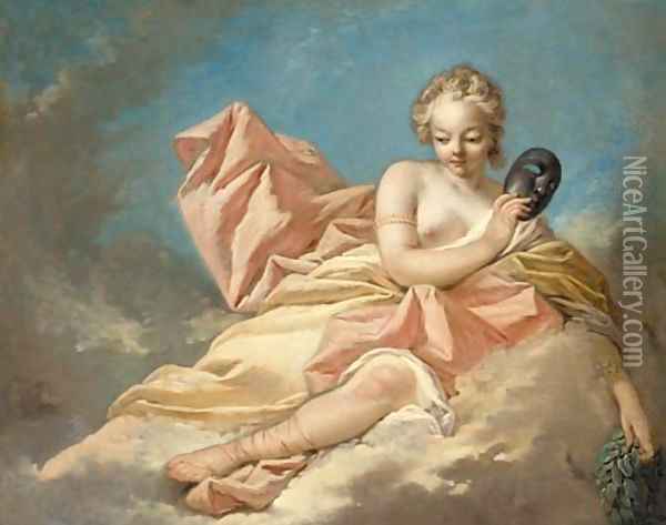 The Muse Melpomene Oil Painting - Nicolas Rene Jollain