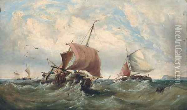 Fishing boats in a swell Oil Painting - Edwin Hayes