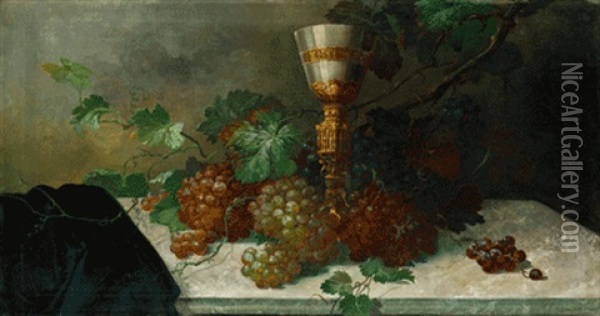 Stilleben Mit Weinreben Und Pokal Oil Painting - Molly Cramer