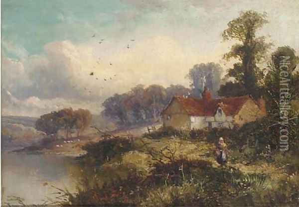 A riverside cottage Oil Painting - Tom Seymour