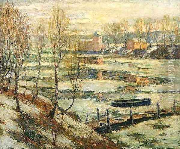 Ice in the River Oil Painting - Ernest Lawson