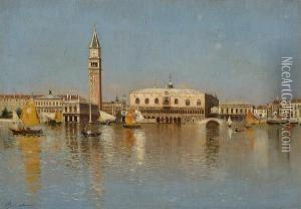 The Grand Canal, Venice Oil Painting - Rubens Santoro