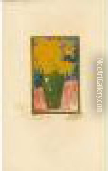 Chrysanthemes Jaunes / Yellowchrysanthemums. 1899 Oil Painting - Jean Emile Laboureur