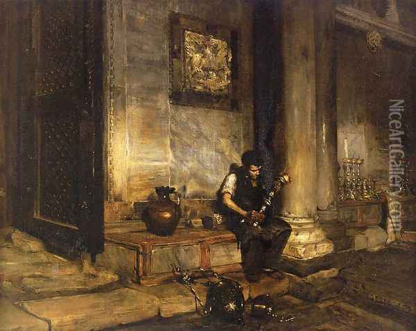 Interior of the Baptistry at St. Mark's Oil Painting - William Merritt Chase