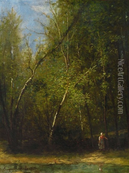 Bauerin Im Wald Oil Painting - Eugene Antoine Samuel Lavieille