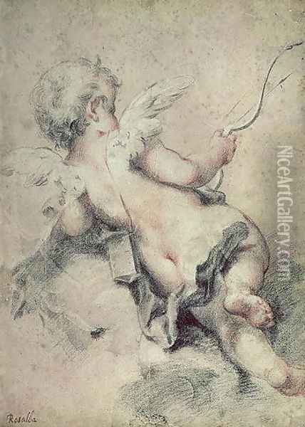 Cupid Lying on the Clouds Oil Painting - Rosalba Carriera
