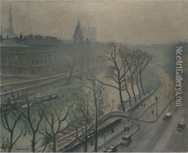Paris, Le Quai Des Grands Augustins, Crepuscule Oil Painting - Albert Marquet