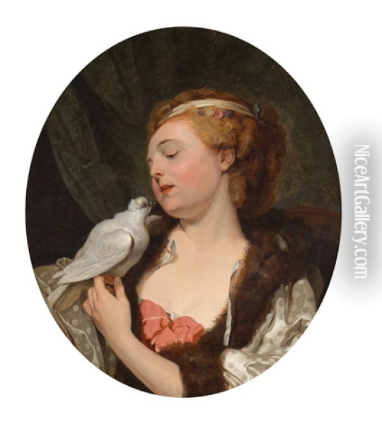 Junge Frau Mit Einer Taube Oil Painting - Jean Baptiste Greuze