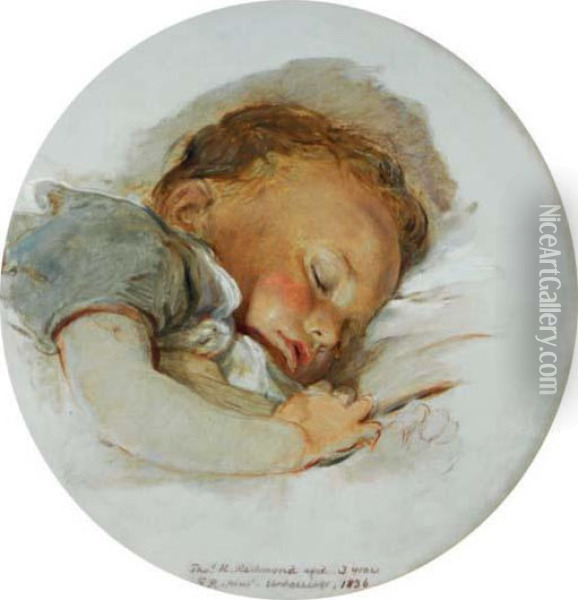 Study Of The Artist's Son, Thomas H. Richmond Oil Painting - George Richmond