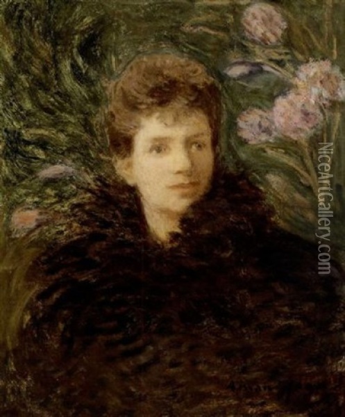 Jeune Femme Pensive Oil Painting - Edmond Francois Aman-Jean