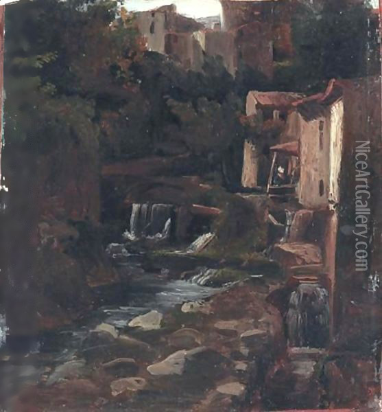 Vue De Royat (Auvergne) Oil Painting - Paul Huet