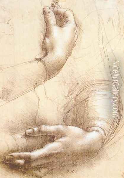 Study of hands Oil Painting - Leonardo Da Vinci