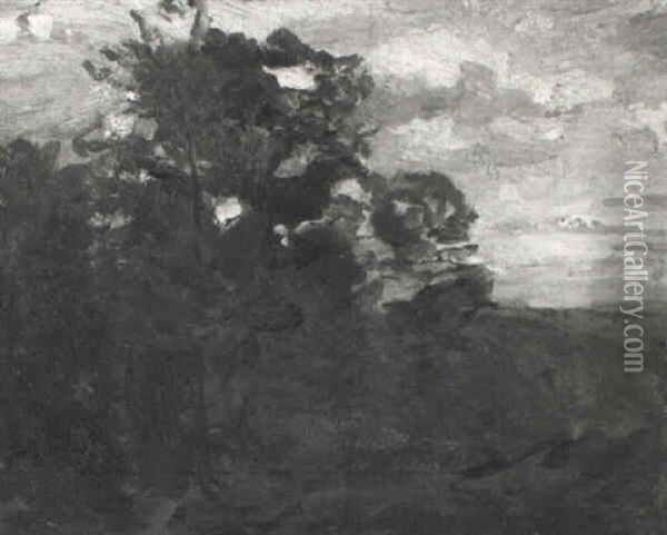 Wald Im Sp,therbst Mit Aufziehenden Wolken Oil Painting - Otto Reiniger