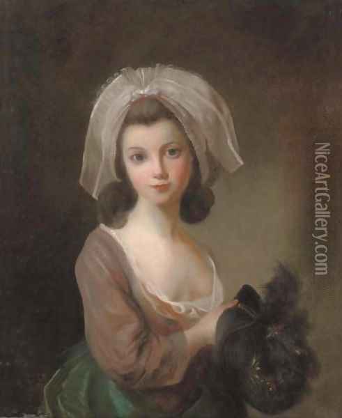 Portrait of a young lady Oil Painting - Antoine Vestier