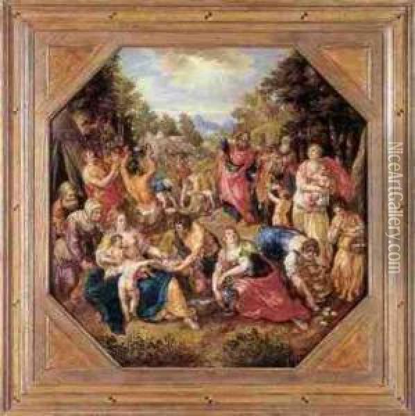 The Gathering Of Manna By The Israelites Oil Painting - Hendrick De Clerck