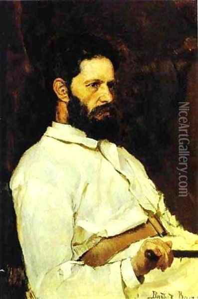 Portrait Of The Sculptor Mark Antokolsky 1884 Oil Painting - Viktor Vasnetsov