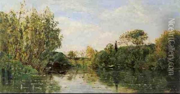 Flusslandschaft Oil Painting - Hippolyte Camille Delpy