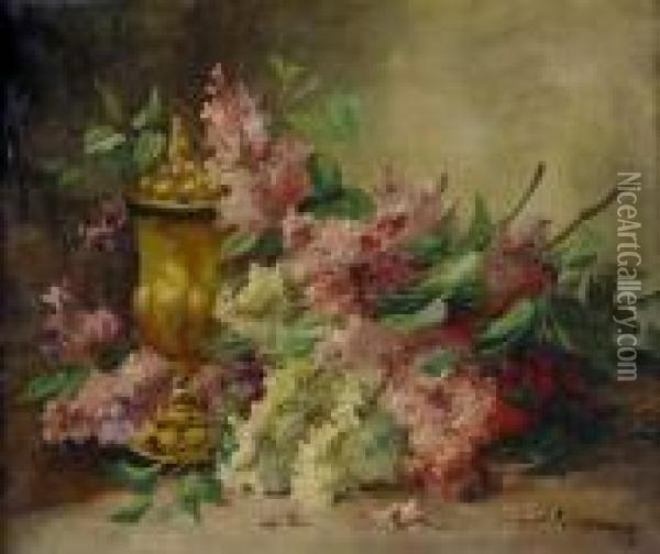 Nature Morte Aux Lilas Oil Painting - Edmond Van Coppenolle