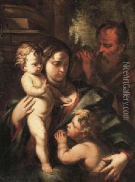 The Holy Family With The Infant Saint John The Baptist Oil Painting - Nicola Vaccaro