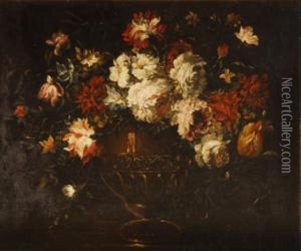 Jarron De Bronce Con Flores Oil Painting - Margherita Caffi