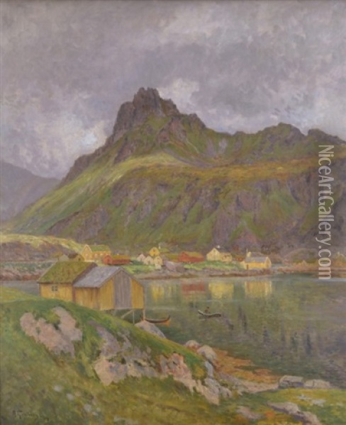 Fiskelage Pa Lofoten Oil Painting - Anton Genberg