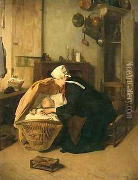 The Young Mother Oil Painting - Jacques Gustave Hamelin