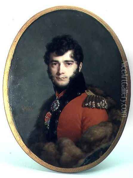 Portrait of a Man in a Red Uniform Oil Painting - Daniel Saint