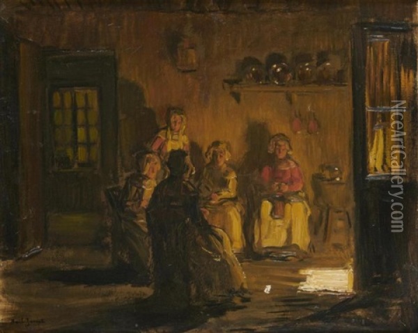 Femmes Dans Un Interieur Oil Painting - Joseph Bail