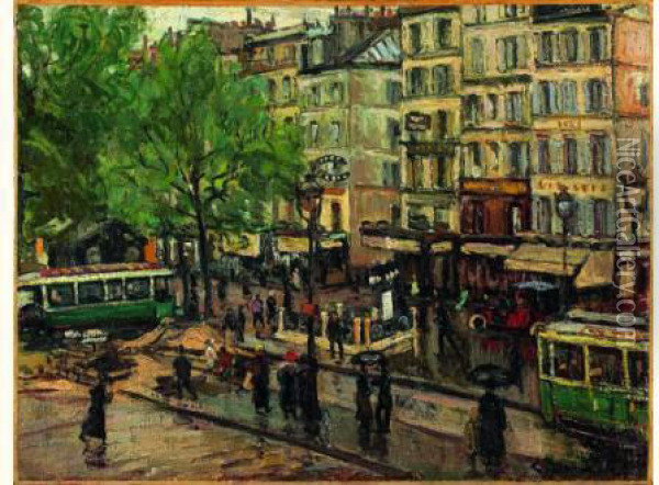 Jour De Pluie Sur Paris Oil Painting - Georges Barwolf