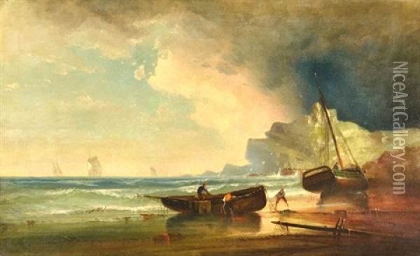 Fisherman On The Coast Oil Painting - Pieter Cornelis Dommershuijzen