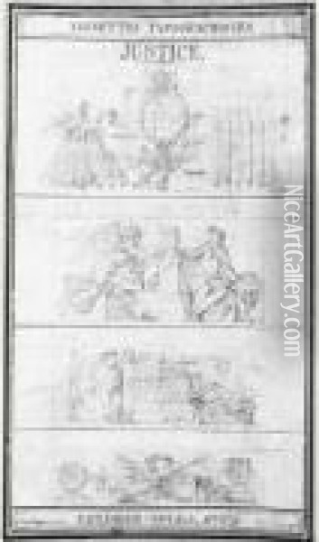Six Vignettes Et Ornements Typographiques Pour L'imprimerie Royale,
 D'apres Des Idees De Dugourc En 1791 Oil Painting - Pierre Adrien Paris