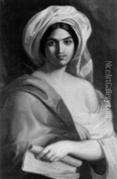 Portrat Einer Italienerin Mit Schriftrolle Oil Painting - Christina Robertson